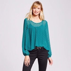 Green & Black Sheer Longsleeve Top